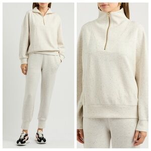 Varley Hawley Half Zip Stretch Jersey Sweatshirt in Ivory